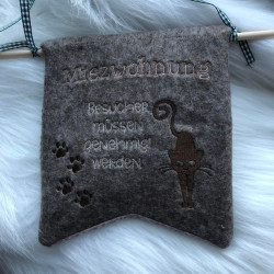 Stickdatei ITH - Wimpel Stab "Miezwohnung Silhouette 2"